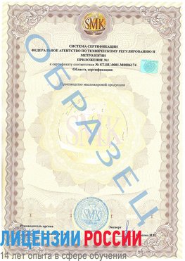 Образец сертификата соответствия (приложение) Вязьма Сертификат ISO 22000